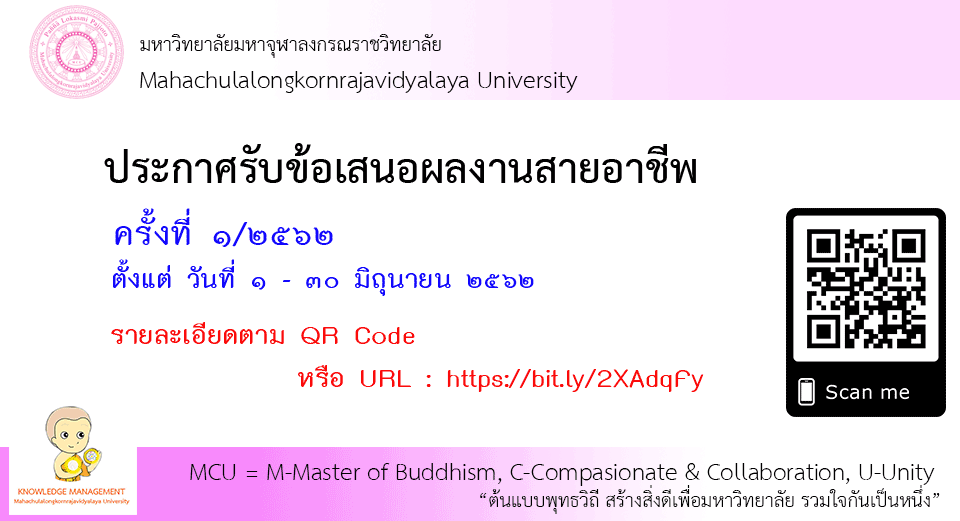 ประกาศรับข้อเสนอผลงานเพื่อขอรับการประเมินในระดับที่สูงขึ้น ครั้งที่ ๑ พ.ศ. ๒๕๖๒