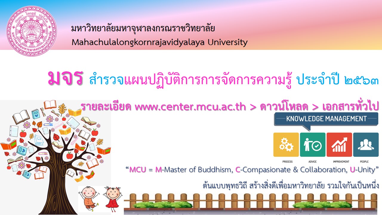 มหาวิทยาลัย ขอความอนุเคราะห์ผู้แทนส่วนงานหรือผู้ที่ได้รับมอบหมาย ตอบแบบสำรวจ “แผนปฏิบัติการการจัดการความรู้ ประจำปี ๒๕๖๓” ดังนี้